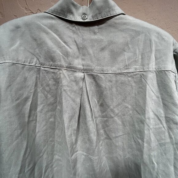 Cloth & Stone Tie-Front Tencel Button Down Shirt Ash Green Medium Long Sleeve - Picture 3 of 10